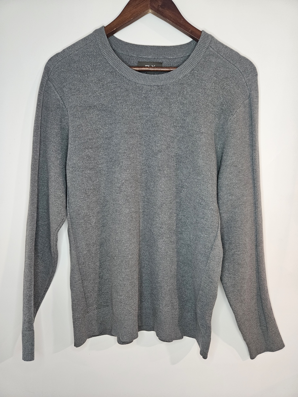 FLX Men's XL Gray Crewneck Sweater Wool Blend Lightweight Knit